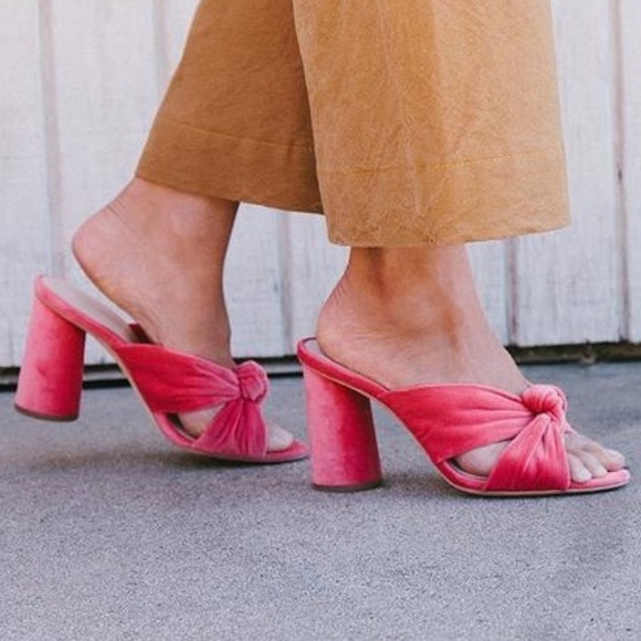 Loeffler Randall Pink Coco Knotted Velvet Heels - Picture 2 of 6
